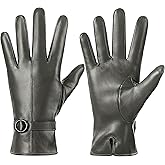 Dsane Womens Winter Leather Gloves Touchscreen Texting Warm Driving Lambskin Gloves for Christmas Gifts