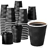 100 Pack 12 oz Disposable Coffee Cups with Lids, Paper to-Go Coffee Cups Suitable for Hot Chocolate, Cocoa and Hot Tea Drinks