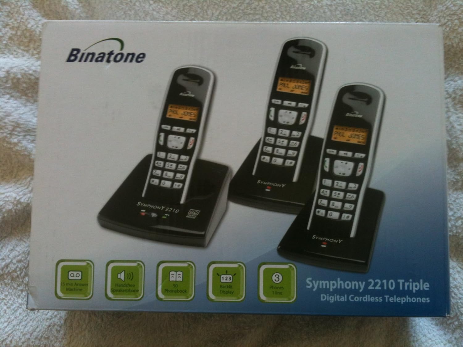 Binatone Symphony 2210 Triple Cordless Phone with Answering Machine ( DECT,Hands Free
