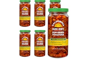 CALIFORNIA SUN DRY Sun Dried Tomatoes, Julienne Cut with Herbs, 8.5 Ounce Jar (Pack of 6), Gluten-Free and Antioxidant Rich