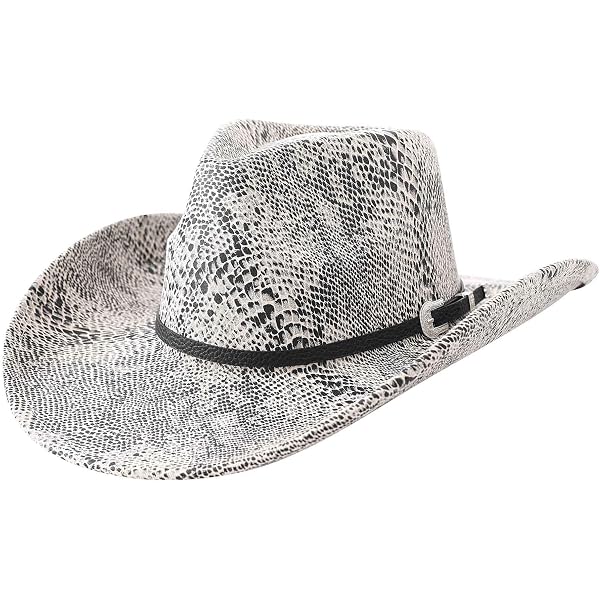 Snakeskin Print Cowboy Western Hat for Men and Women Faux  display picture 3