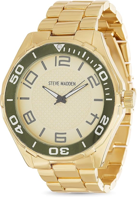 Steve Madden Large Number Analog Gold Tone Men's Watch