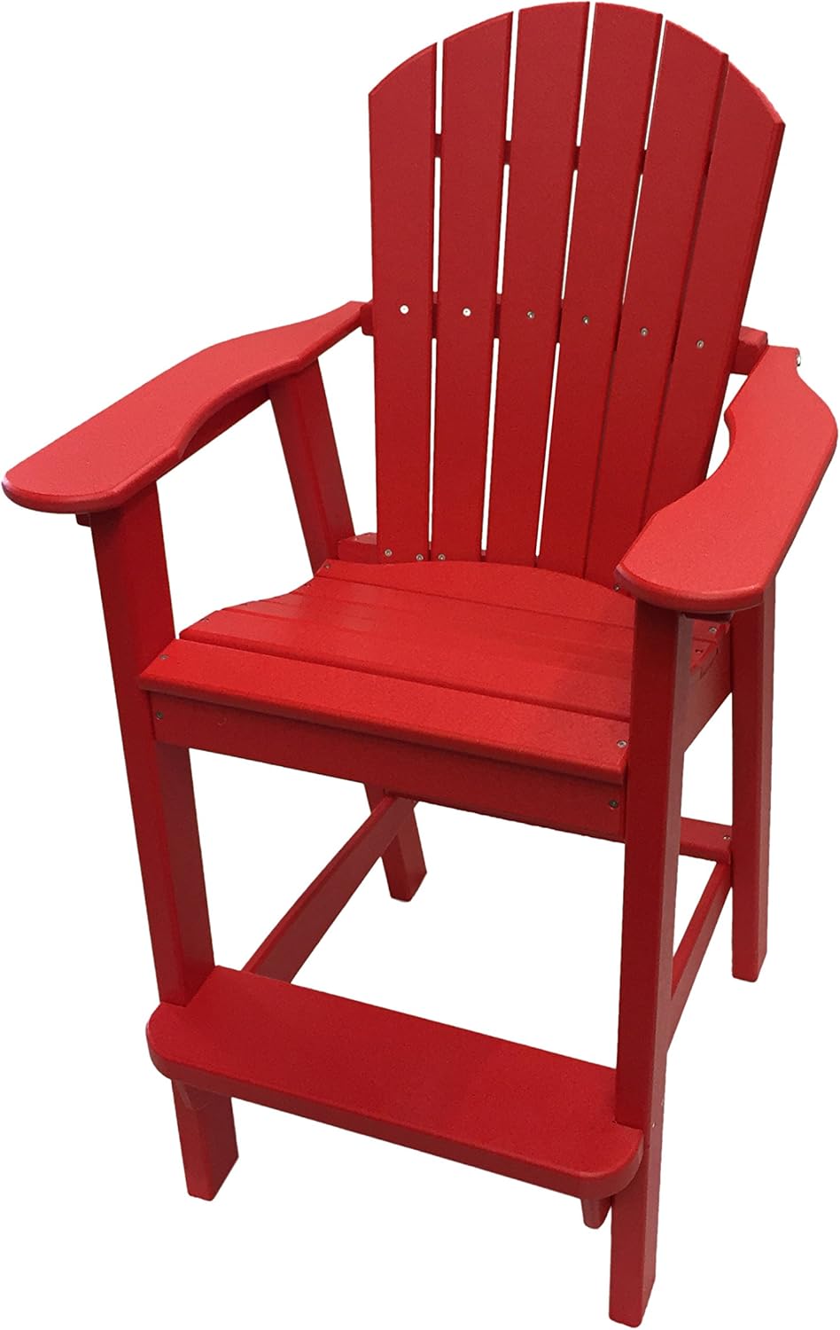 Phat Tommy Recycled Poly Resin Balcony Chair – Durable and Adirondack Patio Furniture Armchair, Red