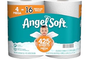 Angel Soft® Toilet Paper, 4 Mega Rolls = 16 Regular Rolls, 2-Ply Bath Tissue