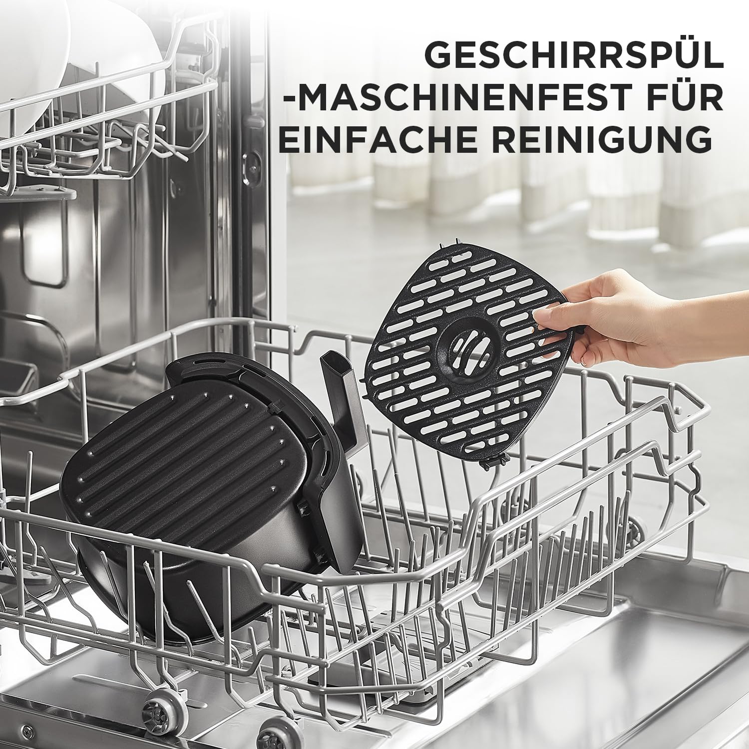 Midea Heißluftfritteuse 2L,1150W Airfryer, Frittieren ohne Öl, Heißluft Fritteusen, Automatische Abschaltfunktion, ölfrei, Leicht zu reinigen, BPA-frei, Schwarz 6