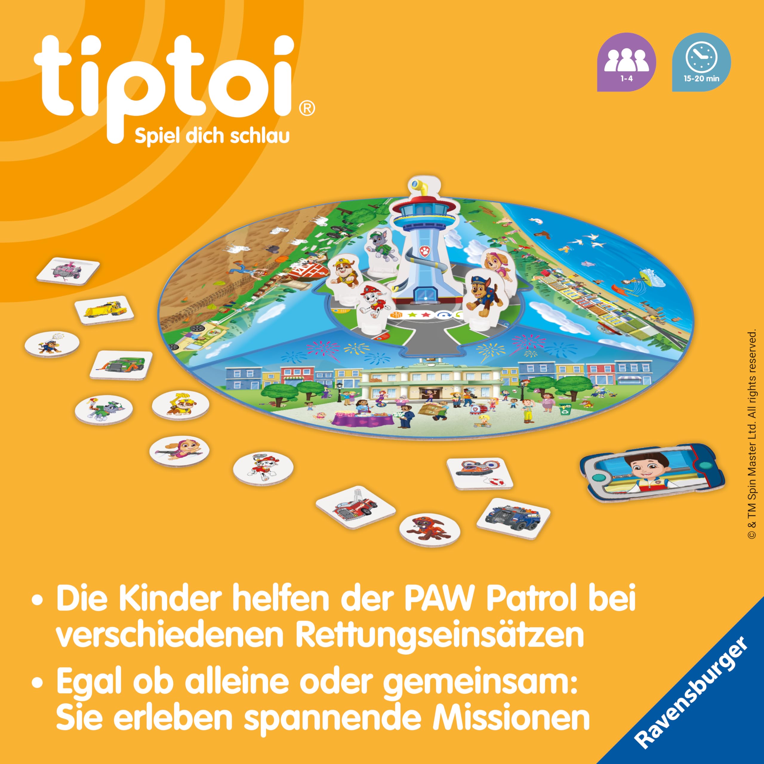 Ravensburger tiptoi Spiel 00202 - PAW Patrol Rettungseinsatz - Lernspiel ab 4 Jahren, lehrreiches Lizenzspiel für Jungen und Mädchen, für 1-4 Spieler