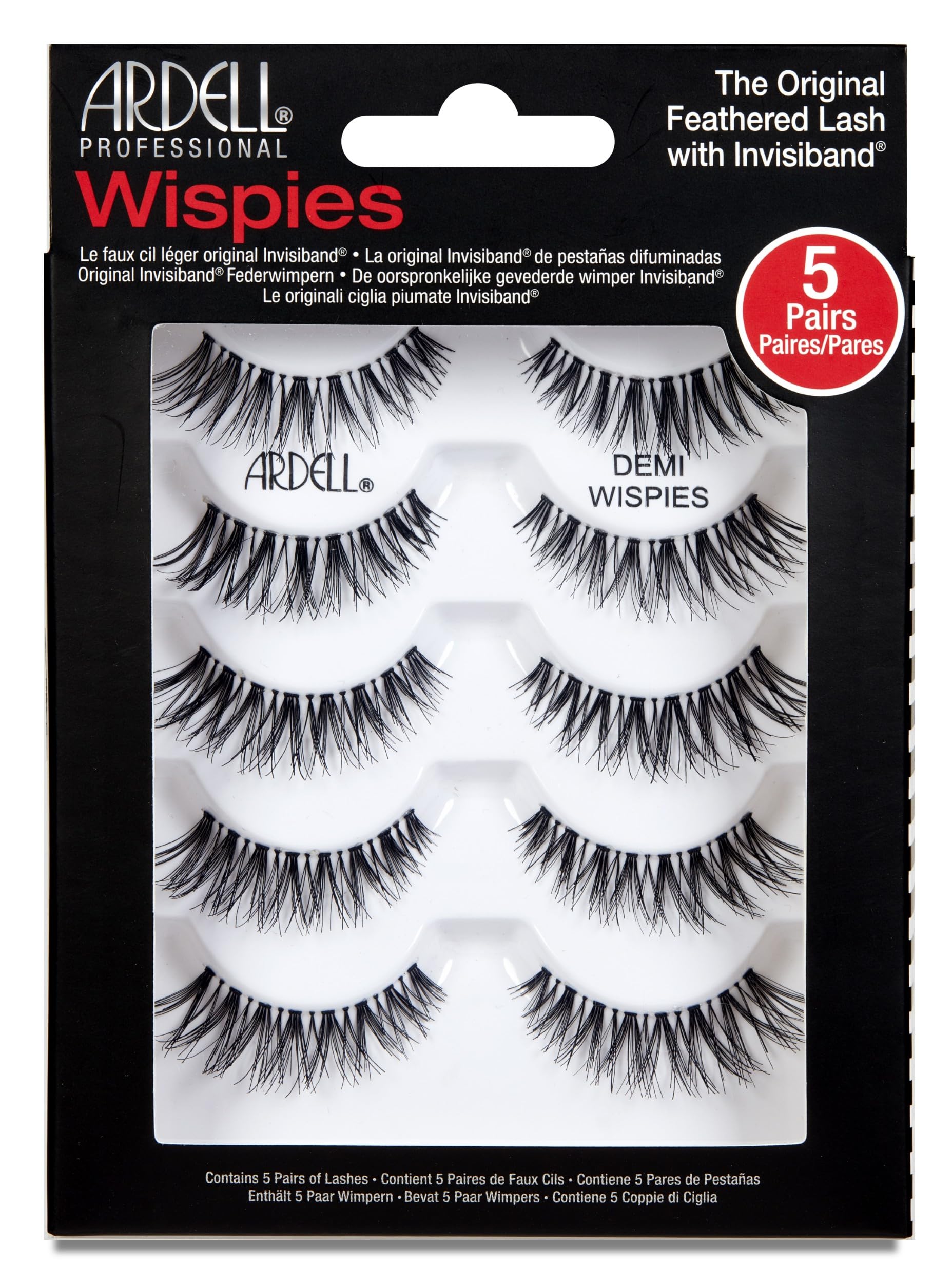 Ardell Multipack Demi Wispies False Eyelashes, Medium Volume, Vegan Friendly, 6 Pairs (Pack of 1)