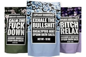EXPLICIT ESSENTIALS Calming Bath Salt Trio Gift Set Bundle for Women, Spa Gift Idea for Women