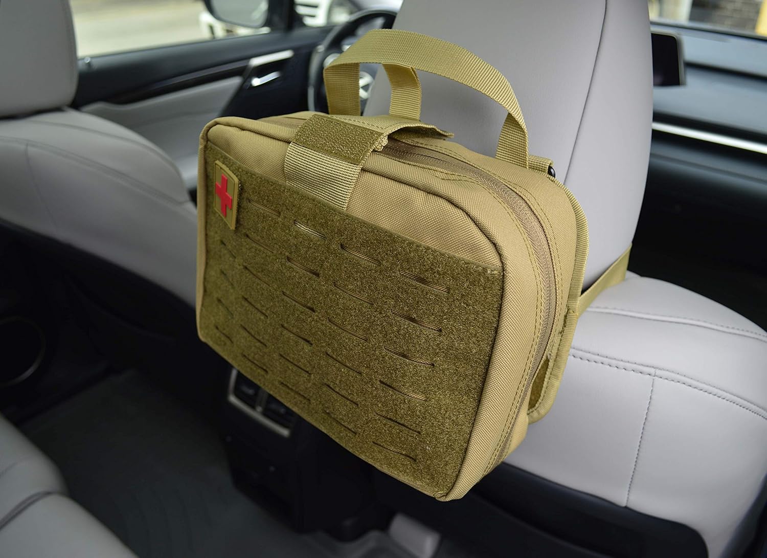 Lightning X Premium Rip-Away Individual First Aid Kit for Vehicle Head Rest - TAN: Health & Personal Care