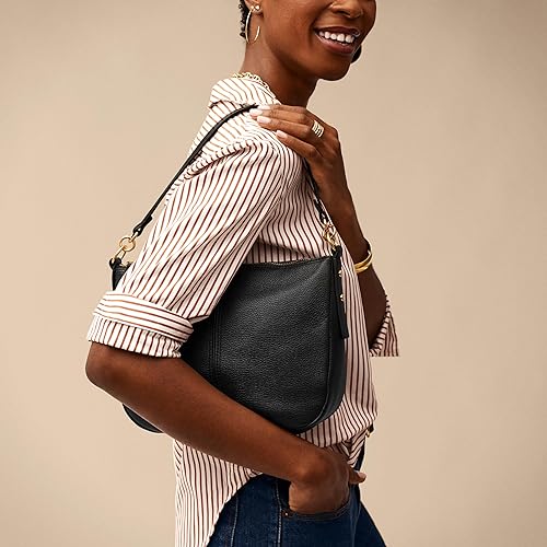 Fossil Women's Jolie Leather Crossbody Purse Handbag, Black (Model
