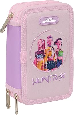 K-POP Demon Hunters - ICONIC - Estuche Escolar con 37 Útiles Incluidos, Estuche Infantil, Ideal para Niños de 5 a 14 Años, Cómodo y Versátil, Resistencia, 12.5x5.5x19.5 cm