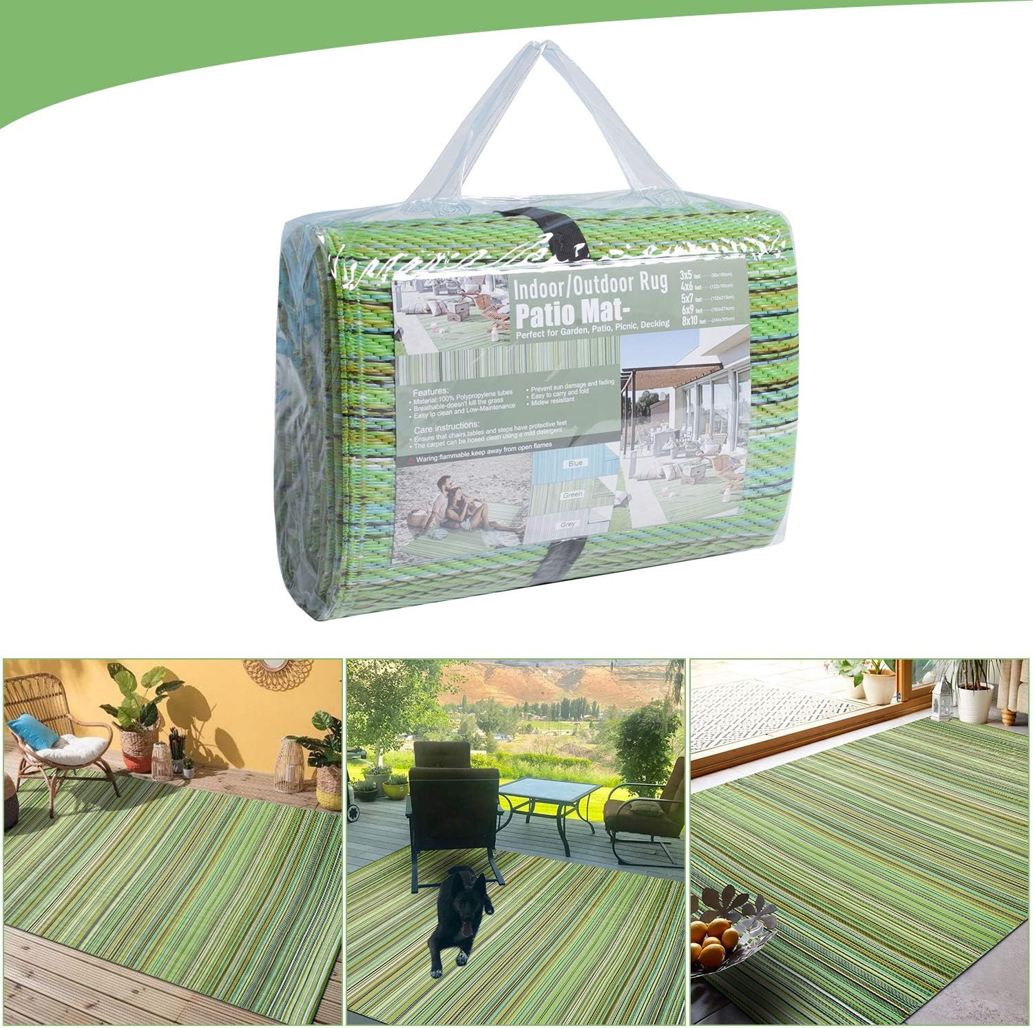 Santex Single Layer Outdoor/Indoor Plastic Rug,Easy to Clean,Mildew