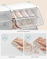 SONGMICS Interlocking Shoe Rack 12 Slot Modular Storage Cabinet White LPC040W01 view 7