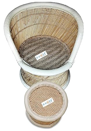 Pushkar Handicraft Exclusive Product Bamboo Cane Bar Stool (Multicolour) - 2 Pieces