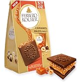 Ferrero Rocher Caramel and Hazelnut chocolate squares, 3.7 oz | Individually wrapped Ferrero Rocher chocolate with caramel and hazelnut chocolate for snacking, sharing, and gifting