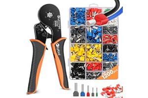 Ferrule Crimping Tool Kit, Lytool Wire Crimper Pliers(AWG28-5/0.08-16mm²) with 1200 Pcs Wire Ferrules Kit, Hexagonal Self-Adj