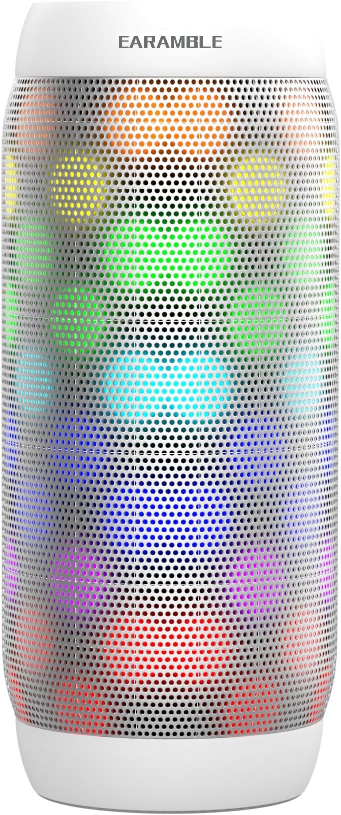 Earamble 10W Portable LED Bluetooth 4.2 Speaker HiFi Stereo, 6 Mode Lights, Water Resistant Splashproof, Built-in Microphone, Compatible Phone, Laptop, MP3, Computer (White)