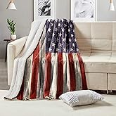 Reunbmq Super Soft Flannel Fleece Throw Blanket, Lightweight Sherpa Blankets Comfortable Bed Throws 3D Printed Blanket for Couch/Chair/Sofa/Bed/Dorm/Bedroom/Home (Wood Plank American Us Flag)