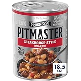 Progresso Pitmaster Steakhouse-Style Steak &amp; Bean Soup, Gluten Free 18.5 oz | Steak, Beans &amp; Corn in Beef Broth, 20g Protein per Can, No Artificial Flavors