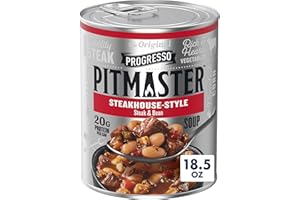 Progresso Pitmaster Steakhouse Style Steak and Bean, Gluten Free, Canned Soup, 18.5 oz
