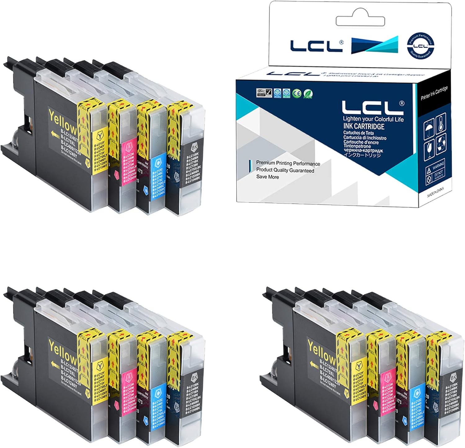 LCL LC1240 Ink Cartridge Replacement for Brother LC1220 LC1240 LC1240BK LC1240C LC1240M LC1240Y for MFC-J6910CDW J6710CDW J5910CDW J825N J955DN J955DWN J705D J705DW J710D J710DW (3K 3C 3M 3Y)