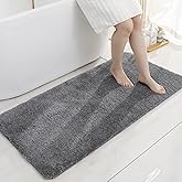 COSY HOMEER Bath Rugs for Bathroom Extra Thick - Anti-Slip Bath Mats Soft Plush Yarn Shaggy 100% Strong Mirco Polyeste Mat Living Room Bedroom Mat Floor Water Absorbent(Dark Grey,24x48 - Inches)