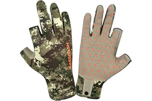 BASSDASH Unisex Fingerless Fleece Liner Camo Hunting Gloves for Cold Weather UPF 50+ Lightweight Fishing Photography HG06