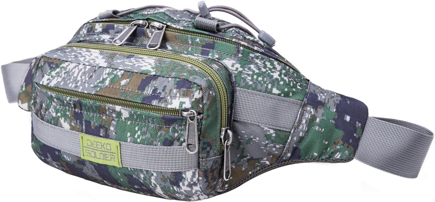 DEEKO Military Fanny Pack Tactical Waterproof Waist Bag Camouflage Bumbag Hip Pack for Men/Women Sports Travel Running Hiking Climbing Outdoor Bumbag