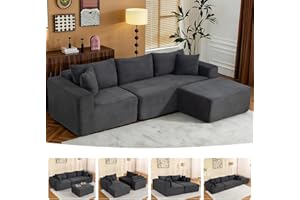 BRAGE LIVING 2025 New 108" Cloud Couch Sectional, Modular Sectional Sofa with L-Shaped Chaise, Deep Seat Sectional Modular Couch for Living Room, No Assembly Required (Gray, Chaise Ottoman)