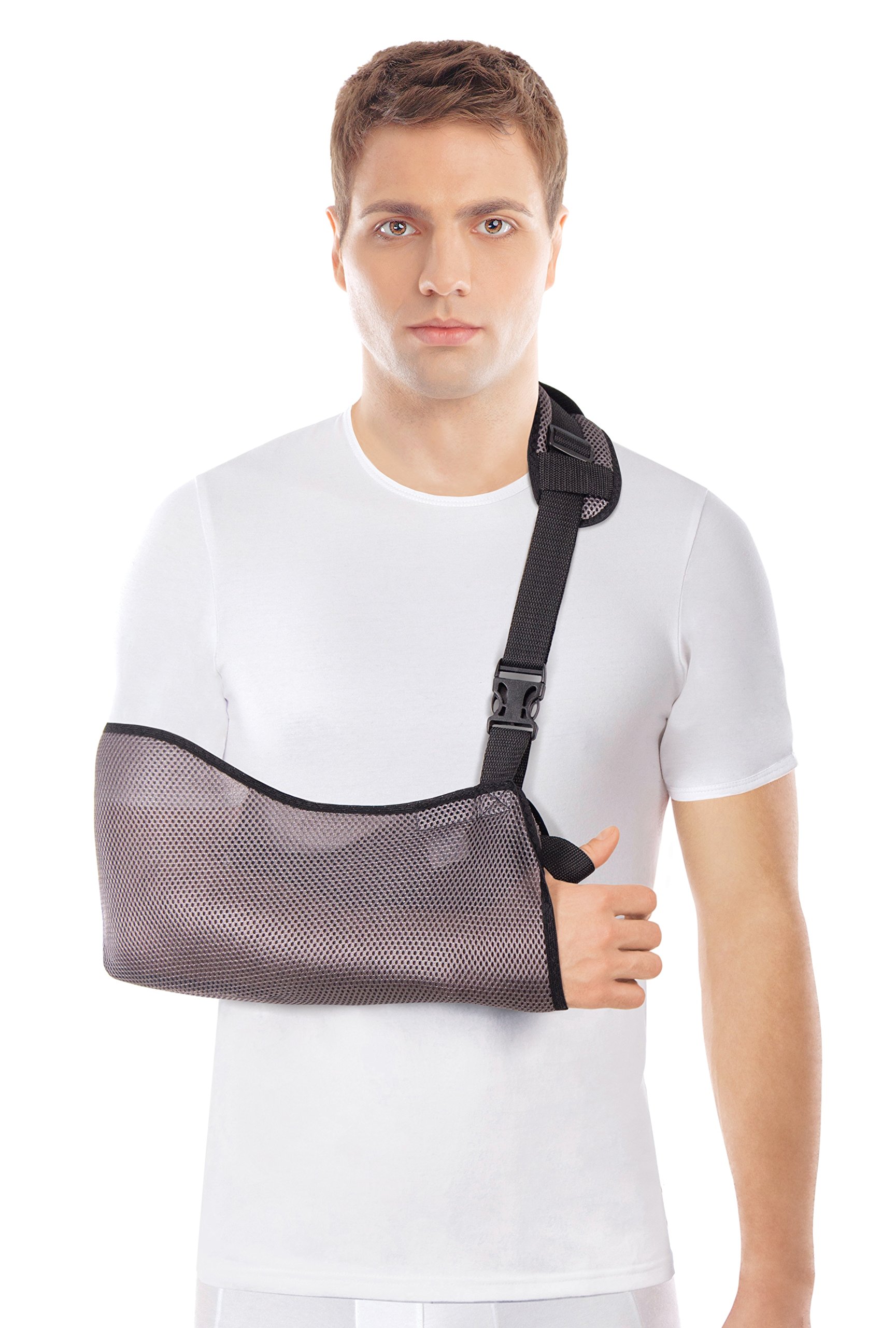 TOROS GROUP MANUFACTURE Arm Sling - Breathable Mesh – Lightweight - stabilise The arm, Shoulder and Wrist After Injuries or for a Broken arm X-Small Grey
