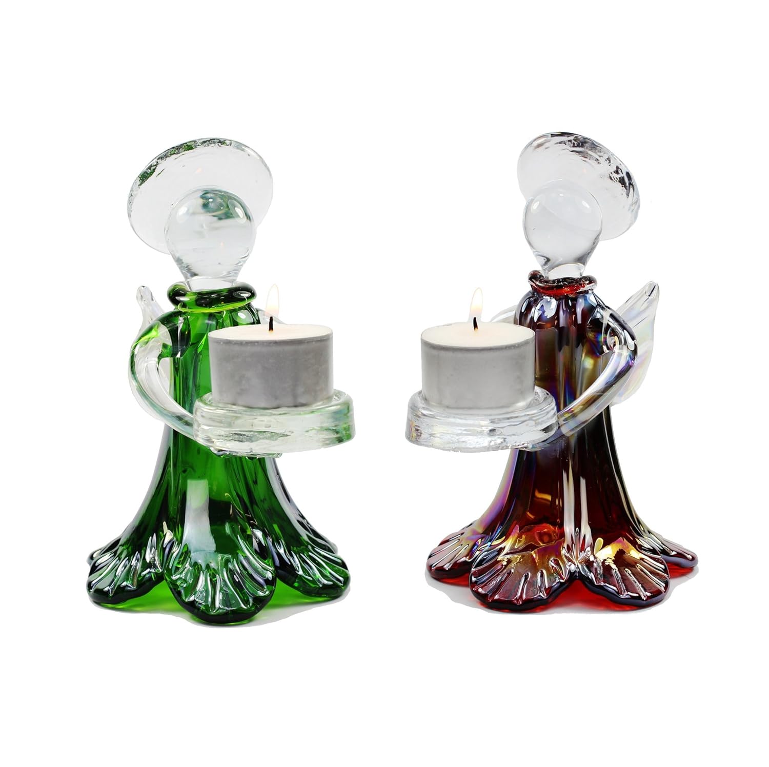 Fitting Gifts Imports Tall Glass Angel Tealight Holders with