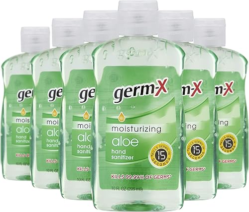 Germ-X Sanitizer, Aloe, 10 Fluid Ounce Bottles (Pack of 6), 48 Fl Oz