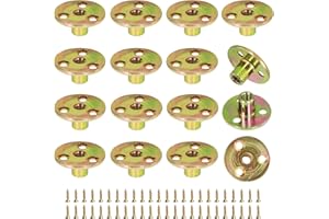 FoDau770 5/16"-18 Brad Hole T-Nut with Screws, Zinc Plated Carbon Steel 3-Hole T-Nuts, Insert Female Thread Mounting Fastener for Wood Furniture and DIY Project - 16 Set (64 Pieces)