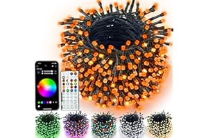 YIQU Smart Color Changing Halloween Lights, RGB LED String Lights with Remote & App Control & Timer, Music Sync Multiple Modes 66ft 200 LED Twinkle Christmas Tree Light Waterproof Indoor Outdoor Decor