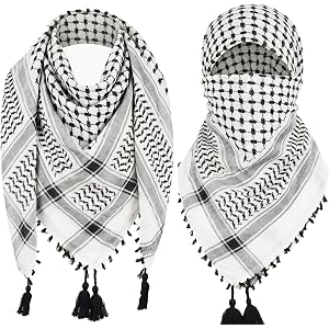 Fine Motto Palestinian Keffiyeh Shemagh Cotton Tassel Palestine Scarf Men and Women Head Face Neck Wrap Woven Scarf