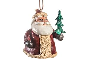 BERT ANDERSON COLLECTION Santa Bell Ornament Old World Collectible Christmas Tree Ornaments Antique Holiday Decor from Bert Anderso (Red)
