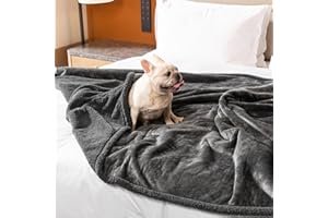 MAIDEWOW Waterproof Dog Blanket Reversible Pet Bed Cover Puppy Blankets Leakproof Sofa Couch Cover Cat Pet Blanket for Warm Fluffy Washable Grey Mat-M