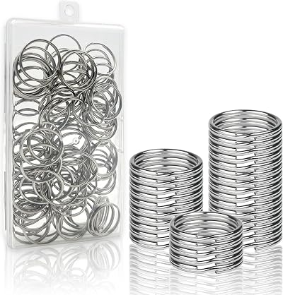 Oiiurly 100pcs 25mm Stainless Steel Keyring Rings with Storage Box