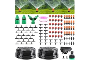 Ambitelligence Drip Irrigation Kit,Automatic Irrigation System for Yard,Lawn,Patio,Greenhouse,Misting Plant Garden Watering System with 1/4 inch Distribution Tubing Hose,98ft/30m