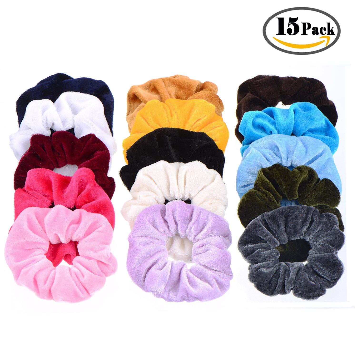 Luxxii Shiny Colorful Velvet Scrunchies Ponytail Holder