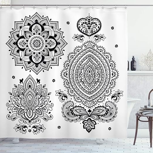 Amazon Com Ambesonne Henna Shower Curtain South Asian Art