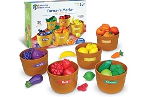 Learning Resources Farmer's Market Color Sorting Set - Play Food for Kids, Toddler Stacking Toys, Grocery and Kitchen Play Toys , Montessori, Fine Motor Skills , Gifts for Boys And Girls