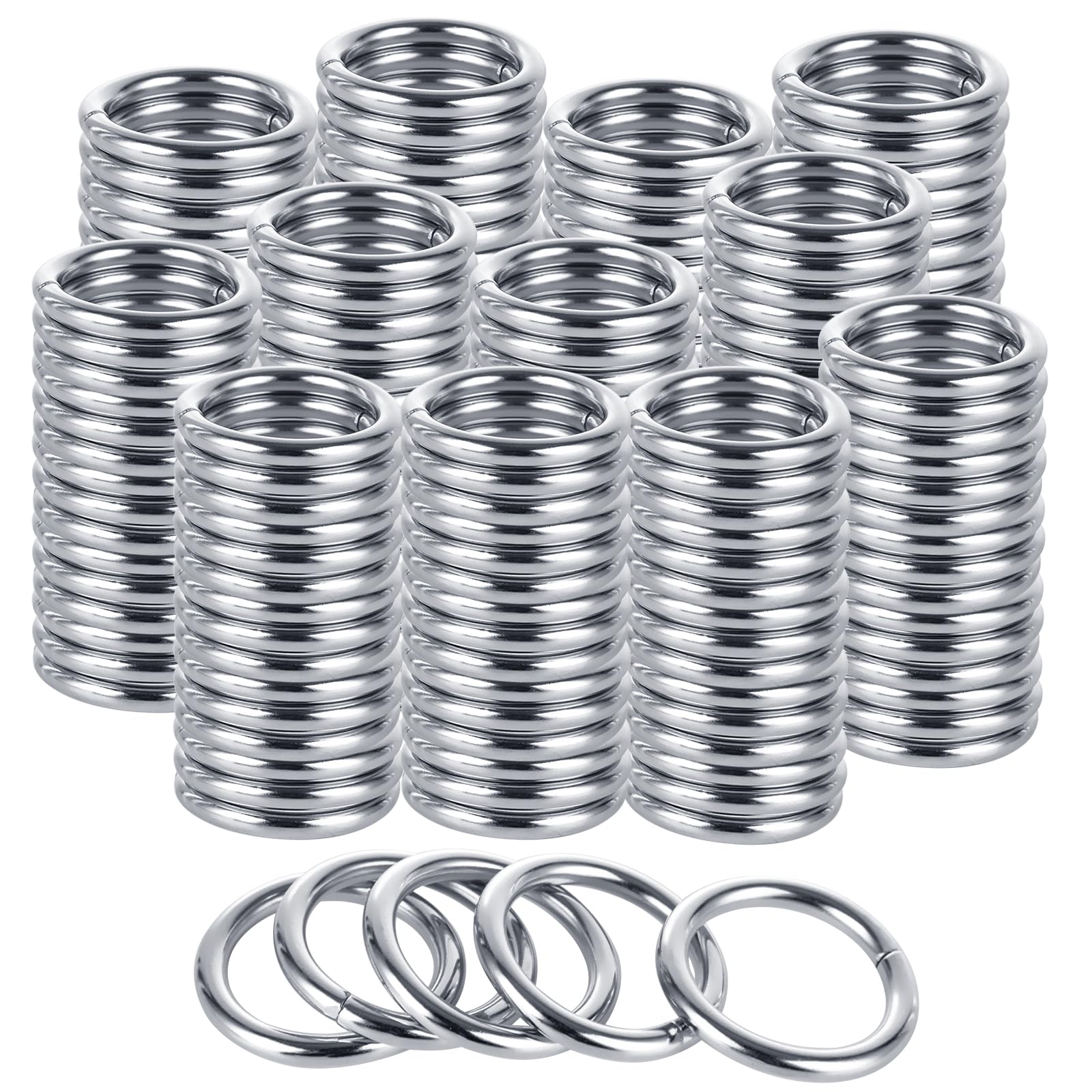 Photo 1 of 200 PCS 1 Inch Metal O Rings Multi-Purpose O-Ring Heavy Duty Metal O Ring for Macrame DIY Crafts Hardware Bags Belts Dog Leashes Keychain (Silver Tone, 3.5mm Thick)