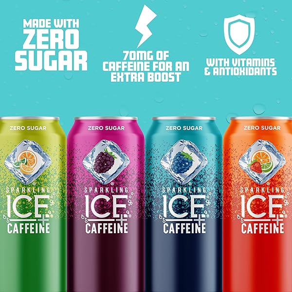 SPARKLING ICE CAFFEINE VARIETY PACK, FLAVORED SPARKLING WATER, ZERO SUGAR, WITH VITAMINS AND ANTIOXIDANTS, 16 FL OZ, 12 COUNT (CITRUS TWIST, BLACK RASPBERRY, BLUE RASPBERRY, STRAWBERRY CITRUS)