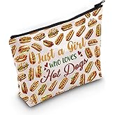 LEVLO Hot Dogs Cosmetic Bag - Food Lover Gift, Makeup Zipper Pouch for Girls Who Love Hot Dogs