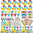 Pool Party Favors and Beach Party Favors,158PCS Summer Pool Toys for Kids, Undersea theme decoration, Including Beach Balls, Sunglasses, Bubble Wands, Stamp and Crystal Shells for Kids Ages 4-8 8-12