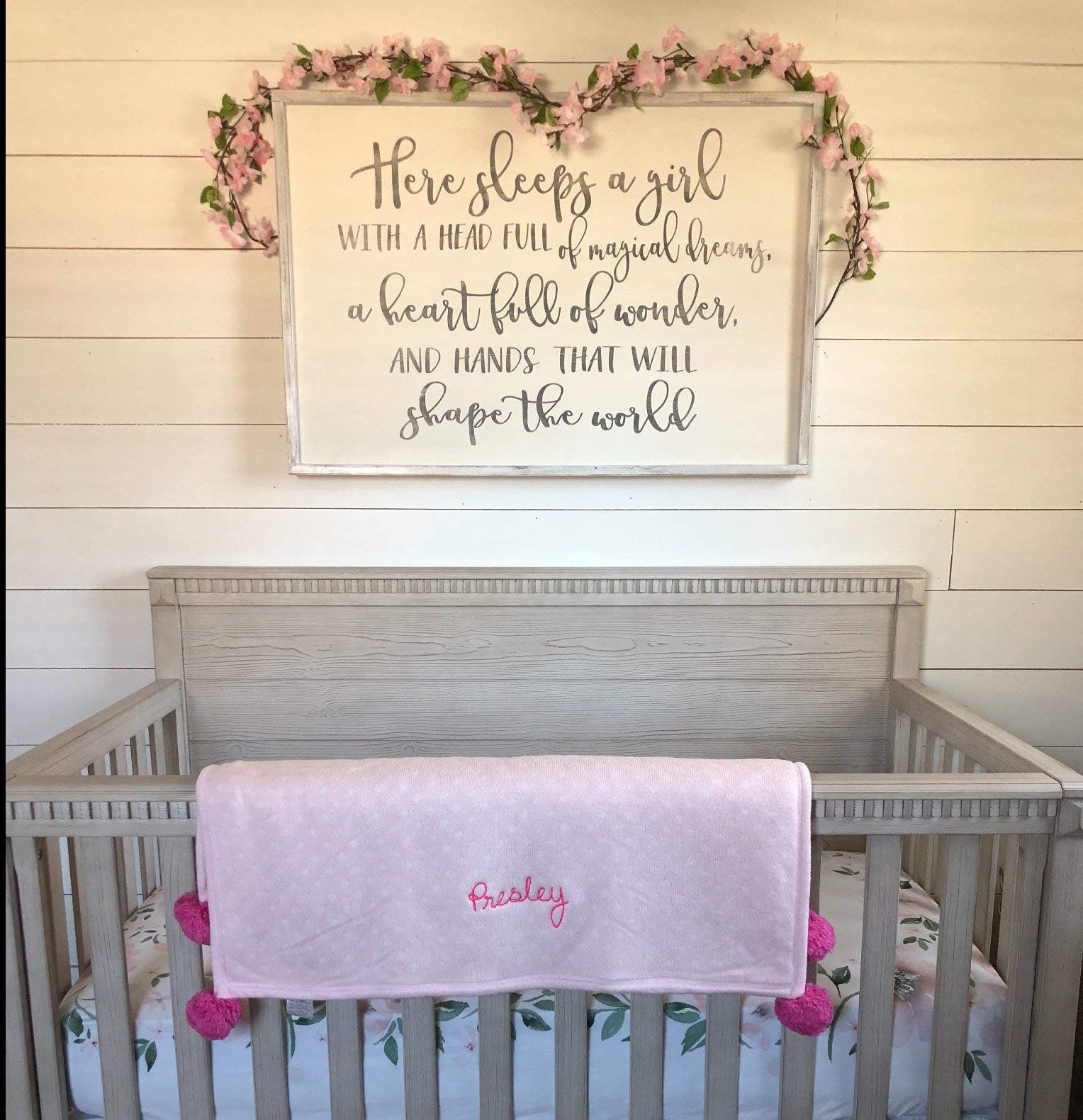 DASON Here Sleeps a Girl with a Head Full of Magical Dreams Girl Nursery Art Wood Sign