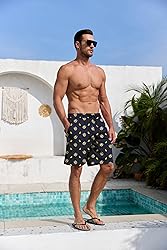 Lzzidou Men's Swim Trunks 8 Inch Inseam Mesh Lining