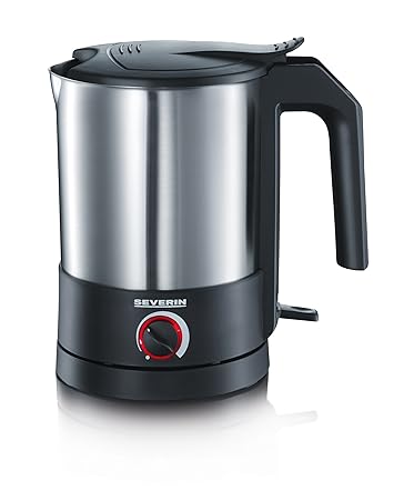 SEVERIN Wasserkocher mit Temperaturregler, 1,5 L, ca. 1.800 W, WK 3369, Edelstahl/Schwarz