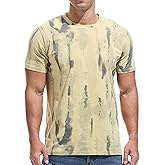 JEEGAL Men's Lightweight Crew Neck T Shirt - Fitted Elastic Tees Ultra Soft Print Tshirts